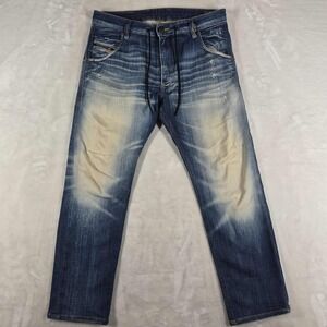 Diesel Krooley Jogg Jeans Men's 30x27 Blue Denim Tapered‎ Drawstring Distressed